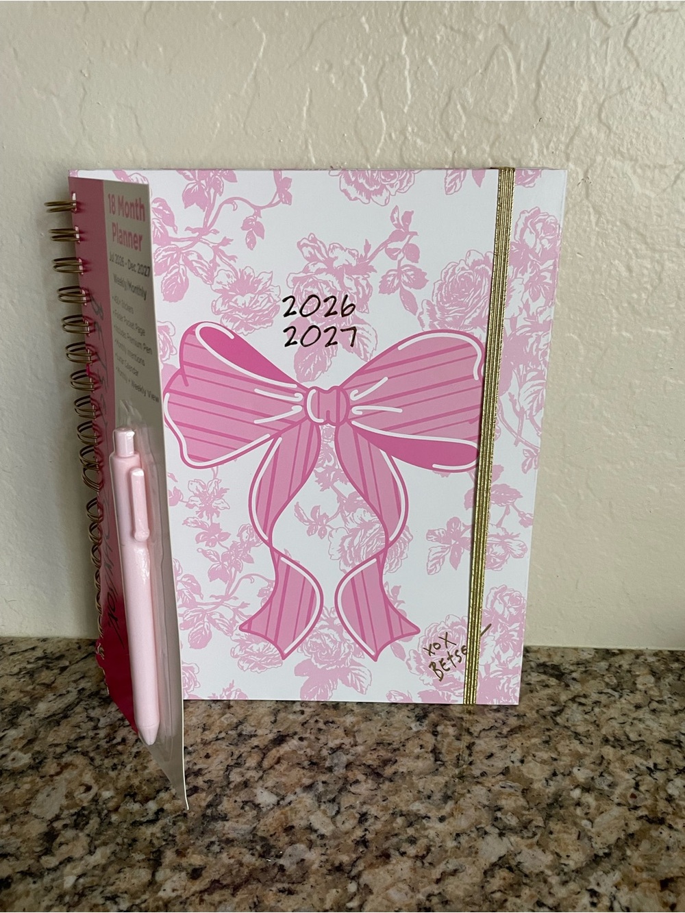 Betsey Johnson Pink Floral Bow 2026-2027 Planner